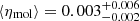 $ \langle \eta_{\mathrm{mol}} \rangle = 0.003_{-0.002}^{+0.006} $