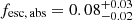 $ f_{\mathrm{esc,\,abs}} = 0.08_{-0.02}^{+0.03} $