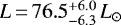 $L\,{=}\,76.5^{+6.0}_{-6.3}\,L_{\odot}$
