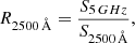 $$ \begin{aligned} R_{2500\mathrm \, \AA } = \frac{S_{5\mathrm \, GHz}}{S_{2500\mathrm \, \AA }}, \end{aligned} $$