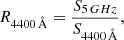 $$ \begin{aligned} R_{4400\mathrm \, \AA } = \frac{S_{5\mathrm \, GHz}}{S_{4400\mathrm \, \AA }}, \end{aligned} $$