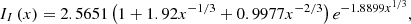 $$ \begin{aligned} I_I\left( x \right)&= 2.5651 \left(1 + 1.92 x^{-1/3} + 0.9977 x^{-2/3} \right) e^{-1.8899 x^{1/3}}, \end{aligned} $$