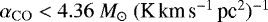 $\alpha_{\rm{CO}} < 4.36 \ M_{\odot} \ (\textrm{K}\,\textrm{km}\,\textrm{s}^{-1}\, \textrm{pc}^2)^{-1}$