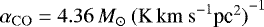 $\alpha_{\rm{CO}} = 4.36 \, M_{\odot} \ {(\rm{ K \, km \ s}^{-1} \textrm{pc}^2)}^{-1}$