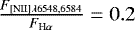 $ {\frac{{F}_{\textrm{[NII]} \lambda 6548, 6584}}{{F}_{\textrm{H}{\alpha}}}}=0.2$