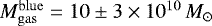 $M^{\rm{blue}}_{\rm{gas}} = 10 \pm 3 \times 10^{10} \,M_{\odot}$