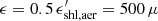 $ \epsilon=0.5\,\epsilon_{\rm shl,aer}^\prime=500\,\mu $