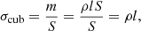 $$ \begin{aligned} \sigma _{\rm cub} = \frac{m}{S} = \frac{\rho l S}{S} = \rho l, \end{aligned} $$
