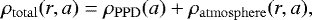 \begin{equation*}\rho_{\mathrm{total}}(r,a)=\rho_{\mathrm{PPD}}(a)+\rho_{\mathrm{atmosphere}}(r,a), \end{equation*}