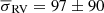 $ \overline{\sigma}_{\mathrm{RV}}=97\pm90 $