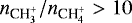 $n_{\textrm{CH}_3^&#x002B;}/n_{\textrm{CH}_4^&#x002B;}>10$