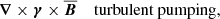 $$ \begin{aligned}&\boldsymbol{\nabla }\times \boldsymbol{\gamma }\times \boldsymbol{\overline{B}}\quad \text{ turbulent} \text{ pumping}, \end{aligned} $$