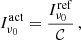 $$ \begin{aligned} I_{\nu _0}^{\mathrm{act} } = \frac{I_{\nu _0}^{\mathrm{ref} }}{\mathcal{C}} \, , \end{aligned} $$