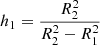 $$ \begin{aligned} h_{1}= \frac{R_{2}^2}{R_{2}^2-R_{1}^2} \end{aligned} $$