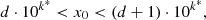 $$ \begin{aligned} d\cdot 10^{k^{*}} < x_{0} < (d+1)\cdot 10^{k^{*}}, \end{aligned} $$
