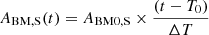 $$ \begin{aligned} {A_{\rm BM,S}(t) = {A_{\rm BM0,S}} \times \frac{(t - T_0)}{\Delta T}} \end{aligned} $$