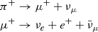 $$ \begin{aligned}&\pi ^+ \rightarrow \mu ^+ +\nu _\mu \nonumber \\&\mu ^+ \rightarrow \nu _e + e^+ + \bar{\nu }_\mu \end{aligned} $$