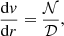 $$ \begin{aligned} \frac{\mathrm{d}v}{\mathrm{d}r}=\frac{\mathcal{N} }{\mathcal{D} }, \end{aligned} $$