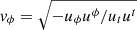 $ v_{\phi}=\sqrt{-u_\phi u^\phi /u_tu^t} $
