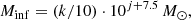 $$ \begin{aligned} M_{\rm inf}= (k/10) \cdot 10^{j+7.5}\, M_{\odot }, \end{aligned} $$