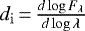 $d_{\mathrm{i}}\,{=}\,\frac{d \log F_{\lambda}}{d \log \lambda}$