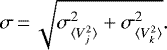 \begin{equation*}\sigma\,{=}\,\sqrt{\sigma_{\langle{V_j^2}\rangle}^2 + \sigma_{\langle{V_k^2}\rangle}^2}. \end{equation*}