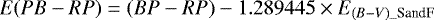 \begin{equation*} E(PB - RP) = (BP-RP) - 1.289445 \times E_{(B-V)\_{\textrm{SandF}}} \end{equation*}