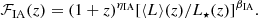 $$ \begin{aligned} \mathcal{{F}}_{\rm IA}(z) = (1 + z)^{\eta _{\rm IA}}[\langle L \rangle (z)/L_{\star } (z)]^{\beta _{\rm IA}} . \end{aligned} $$