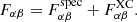 $$ \begin{aligned} F_{\alpha \beta }=F^\mathrm{spec}_{\alpha \beta }+F^\mathrm{XC}_{\alpha \beta }. \end{aligned} $$
