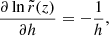 $$ \begin{aligned}&\frac{\partial \ln {\tilde{r}(z)}}{\partial h} = - \frac{1}{h}, \end{aligned} $$