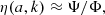 $$ \begin{aligned} \eta (a,k) \approx \Psi /\Phi , \end{aligned} $$