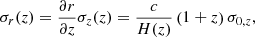 $$ \begin{aligned} \sigma _r(z) = \frac{\partial {r}}{\partial {z}} \sigma _z(z) = \frac{c}{H(z)} \left(1+z\right) \sigma _{0,z}, \end{aligned} $$