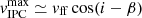 $ \mathit{v}_{\mathrm{IPC}}^{\mathrm{max}} \simeq \mathit{v}_{\mathrm{ff}} \cos (i - \beta) $