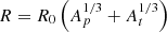 $ R = R_0 \left( A_p^{1/3} + A_t^{1/3} \right) $