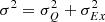 $ \sigma^2 = \sigma_Q^2 + \sigma_{Ex}^2 $