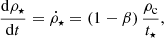 $$ \begin{aligned} \frac{\mathrm{d} \rho _{\star }}{\mathrm{d}t} = \dot{\rho }_{\star } = \left( 1 - \beta \right) \frac{\rho _{\rm c}}{t_{\star }}, \end{aligned} $$