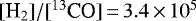 $[\textrm{H}_2]/[^{13}\textrm{CO}]\,{=}\,3.4\,{\times}\,10^5$