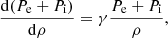 $$ \begin{aligned} \frac{\mathrm{d}(P_{\rm e}+P_{\rm i})}{\mathrm{d}\rho }= \gamma \frac{P_{\rm e}+P_{\rm i}}{\rho }, \end{aligned} $$