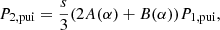$$ \begin{aligned}&P_{\rm 2,pui}=\frac{s}{3}(2A(\alpha )+B(\alpha ))P_{\rm 1,pui}, \end{aligned} $$