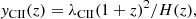 $$ \begin{aligned} y_{\rm CII}(z) = \lambda _{\rm CII}(1+z)^2/H(z), \end{aligned} $$