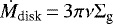 $\dot{{M}}_{\text{disk}}\,{=}\,3 \pi \nu \Sigma_{\text{g}}$