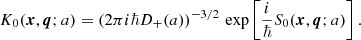 $$ \begin{aligned} K_0(\boldsymbol{x},\boldsymbol{q};a) = (2\pi i \hbar D_+(a))^{-3/2} \, \exp \left[\frac{i}{\hbar }S_0(\boldsymbol{x},\boldsymbol{q}; a)\right]. \end{aligned} $$