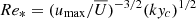 $ Re_* = (u_{\mathrm{max}}/\overline{U})^{-3/2} (k y_c)^{1/2} $