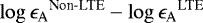 ${\log{\epsilon_{\mathrm{A}}}}^{\text{Non-LTE}}-{\log{\epsilon_{\mathrm{A}}}}^{\text{LTE}}$