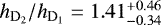 $h_{\mathrm{D_2}}/h_{\mathrm{D_1}}=1.41^{+0.46}_{-0.34}$