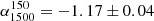 $ \alpha_{1500}^{150} = -1.17 \pm 0.04 $