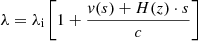 $ \lambda = \lambda_{\mathrm{i}}\left[1+\frac{v(s)+H(z)\cdot s}{c}\right] $