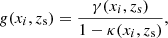 $$ \begin{aligned} g(x_{i}, z_{\mathrm{s} }) = \frac{\gamma (x_{i}, z_{\mathrm{s} })}{1-\kappa (x_{i}, z_{\mathrm{s} })}, \end{aligned} $$