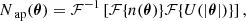 $$ \begin{aligned} N_{ {\text{ ap}}}(\boldsymbol{\theta }) = \mathcal{F} ^{-1}\left[\mathcal{F} \{n(\boldsymbol{\theta })\}\mathcal{F} \{U(|\boldsymbol{\theta }|)\}\right] , \end{aligned} $$