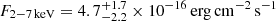 $ F_{2{-}7\,\mathrm{keV}}=4.7_{-2.2}^{+1.7}\times10^{-16}\,\mathrm{erg\,cm^{-2}\,s^{-1}} $